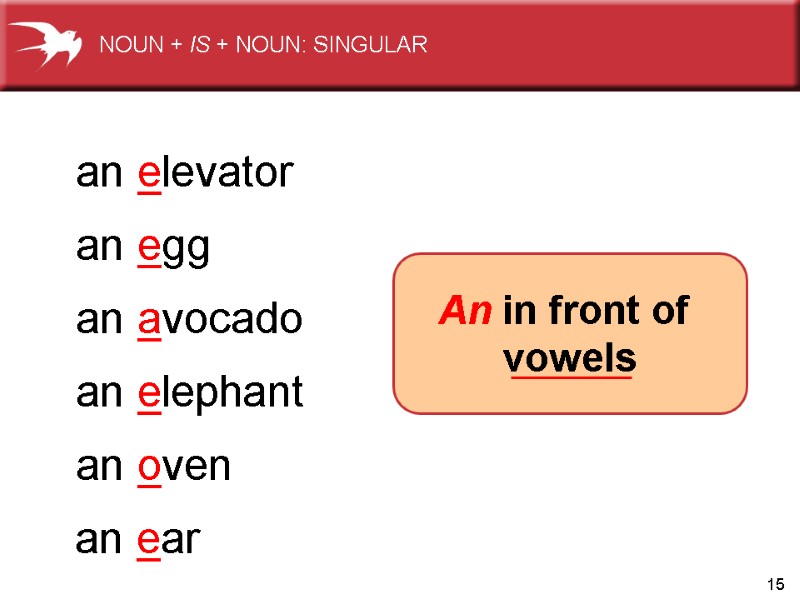 15 an elevator an egg an avocado an elephant an oven an ear An